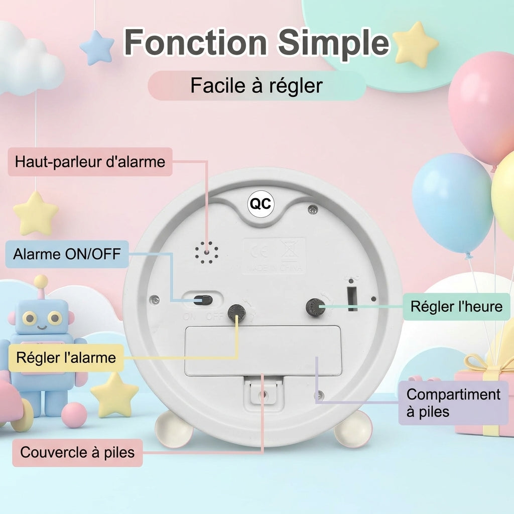 Horloge Enfant Arc-en-Ciel Blanc Apprentissage
