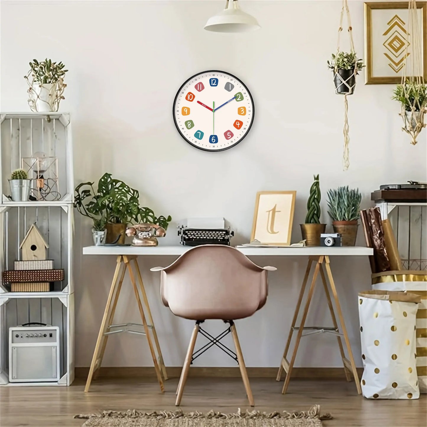 Horloge Enfant Cadran et Aiguilles Colorés Moderne