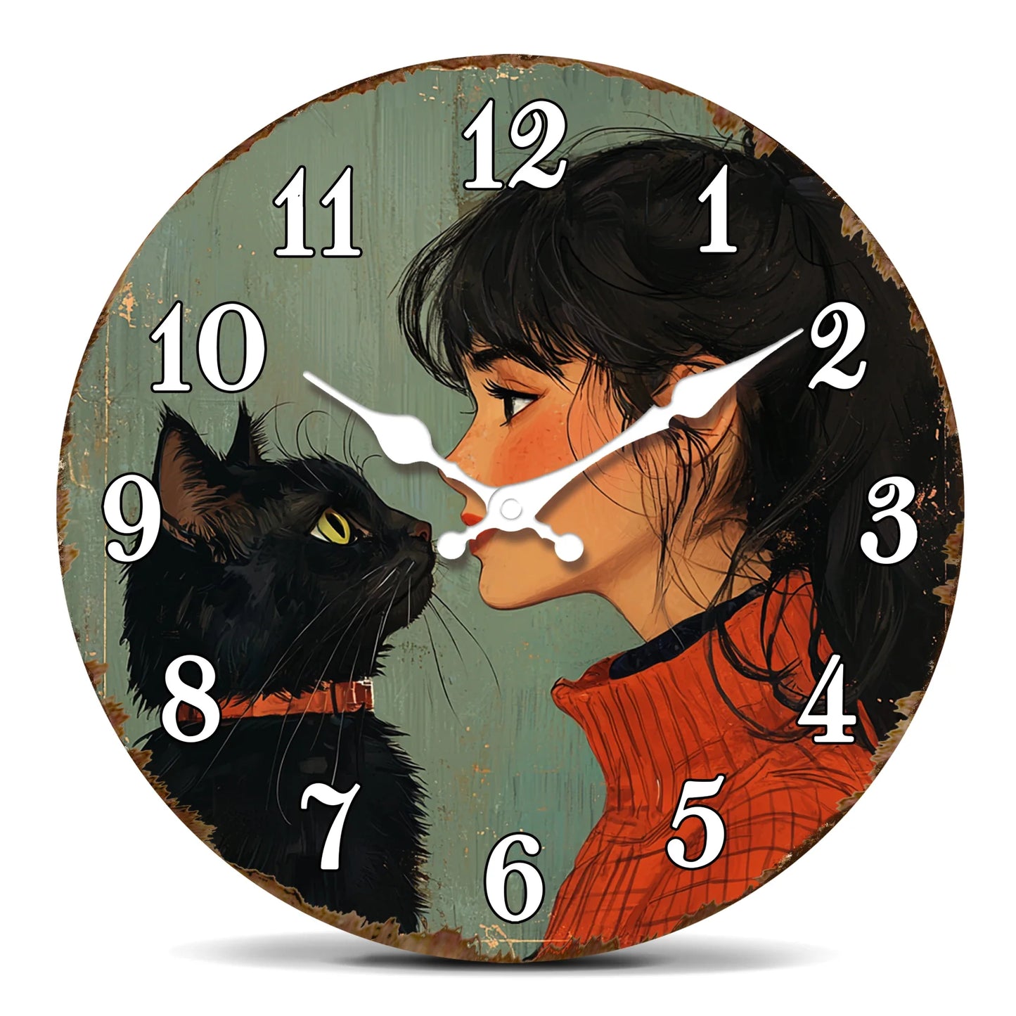 Horloge Chat Noir Art Vintage