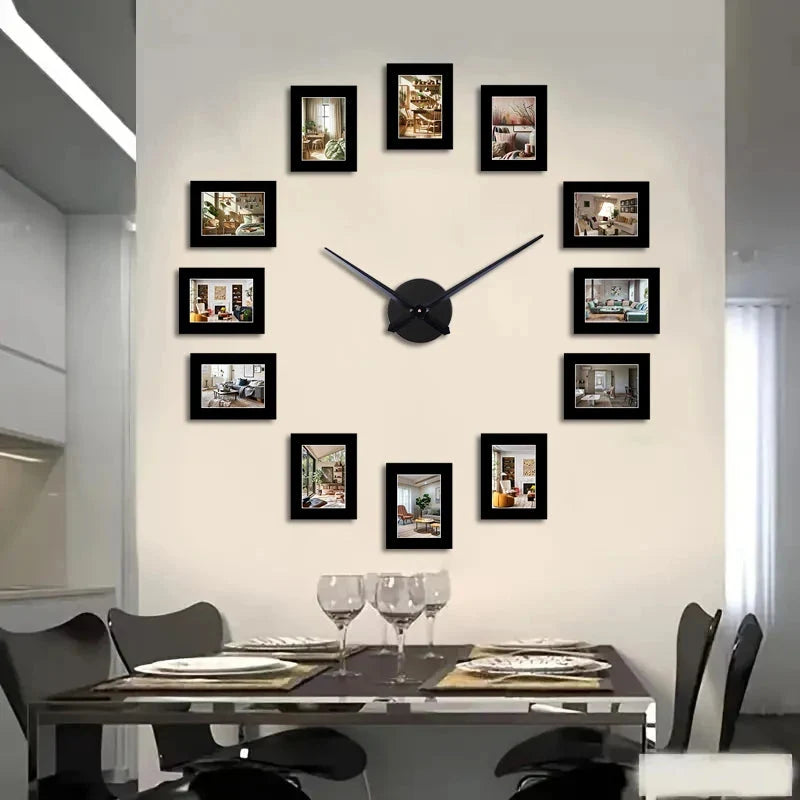 Horloge Murale Cadre Photo Noir DIY
