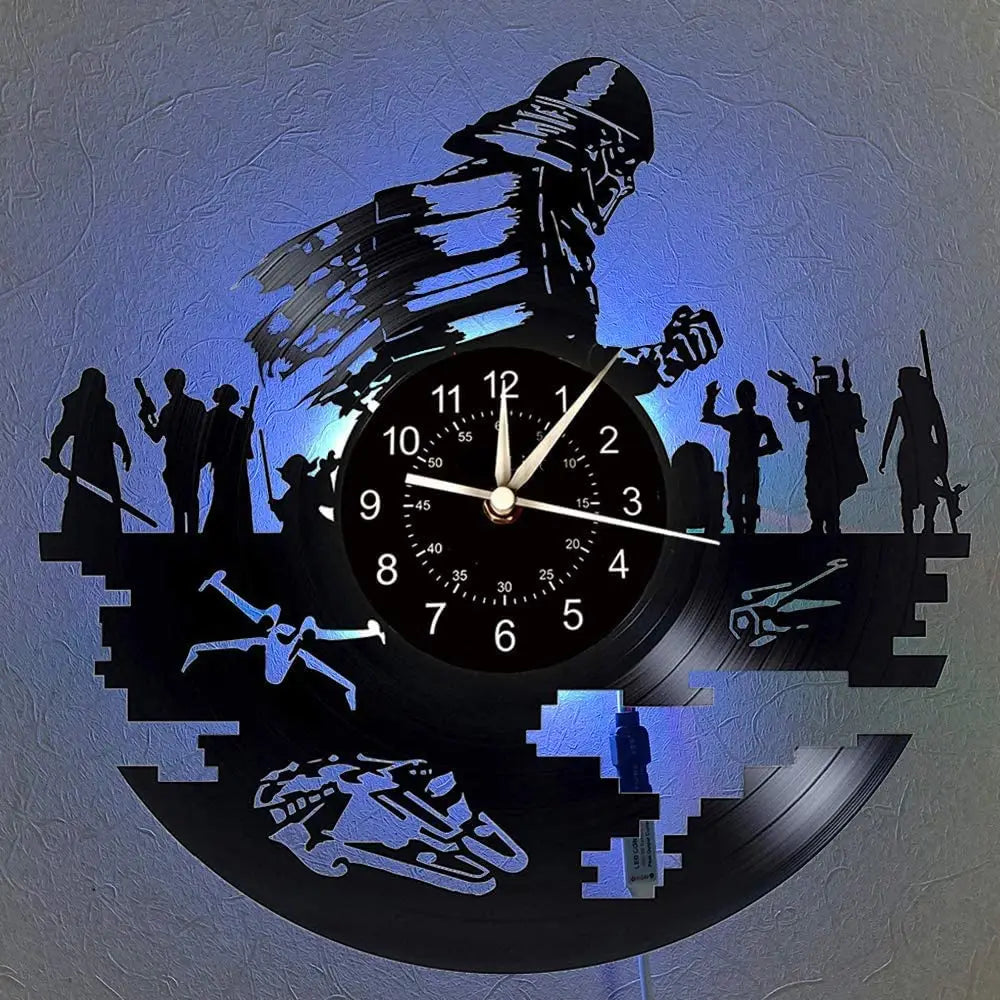 Horloge Murale LED Design Science-Fiction Vinyle 7 Couleurs