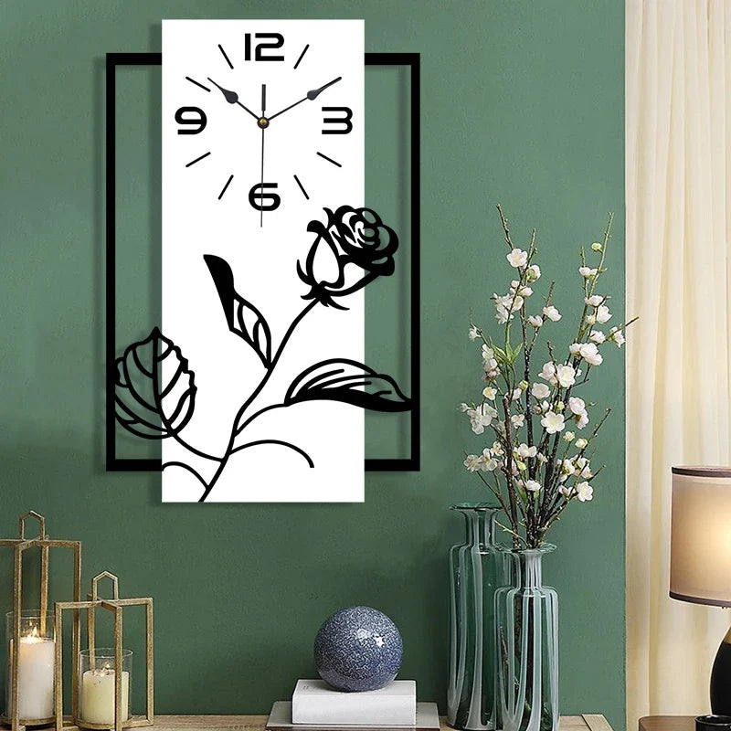 Horloge Murale Design Art Moderne Motif Rose