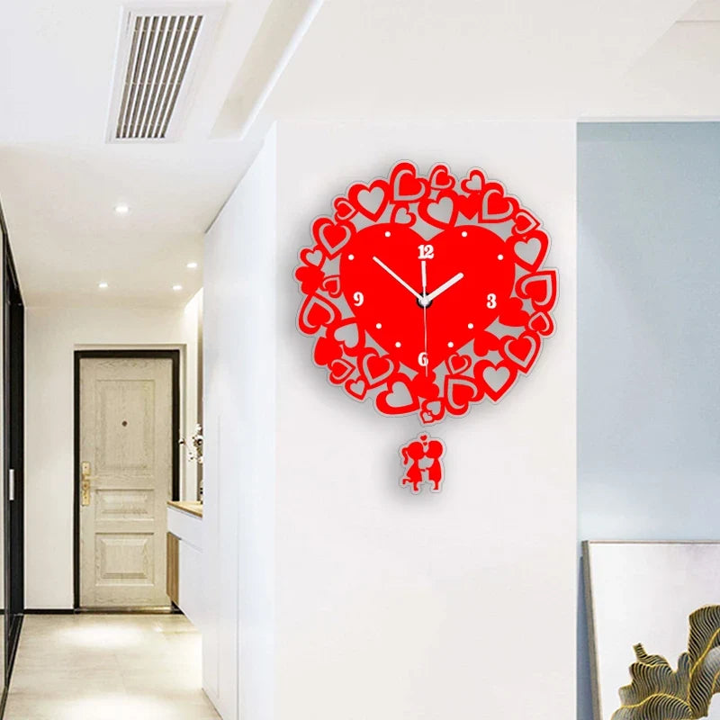 Horloge Murale Design Coeurs Noirs