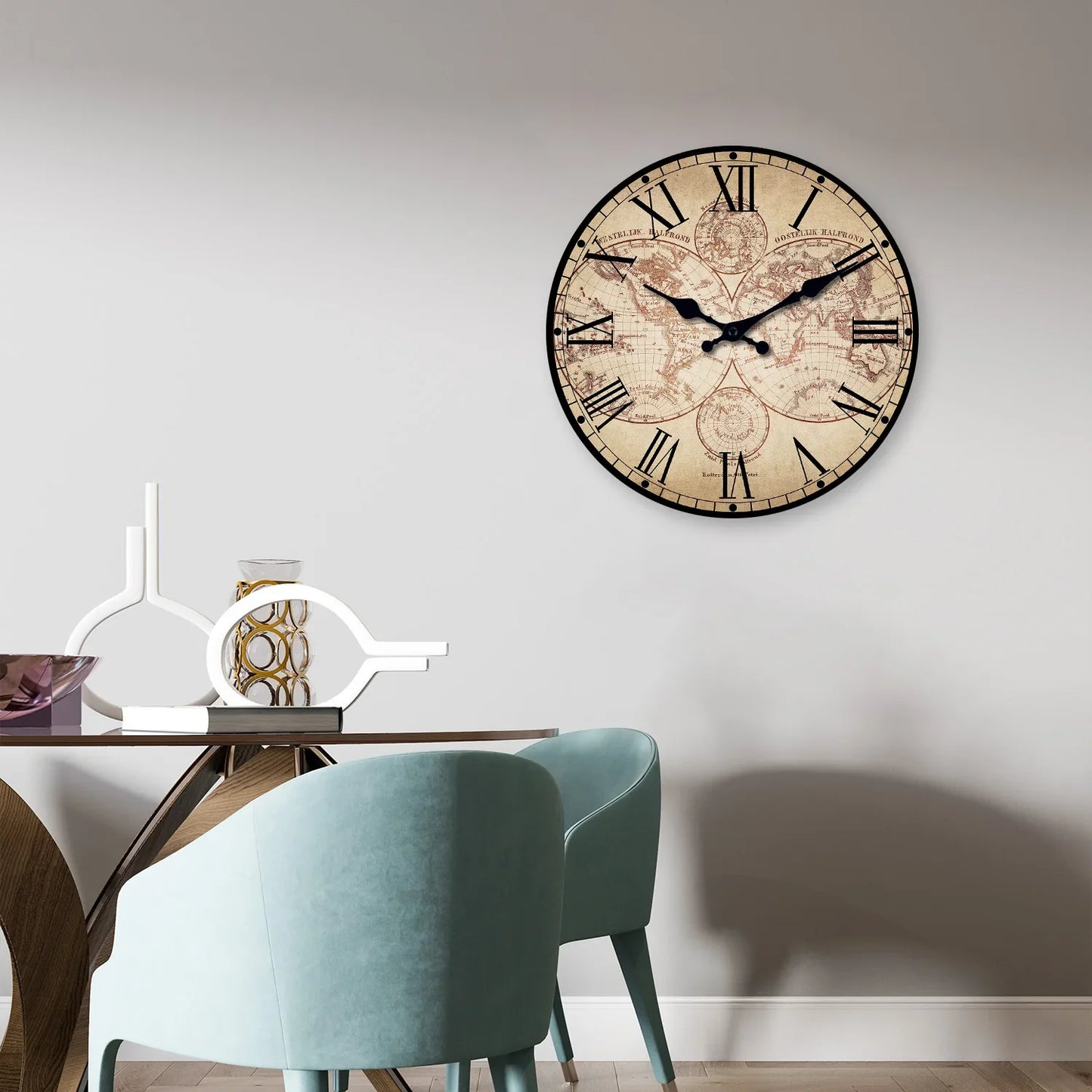 Horloge Murale Vintage Boussole Navire Côte Nautique