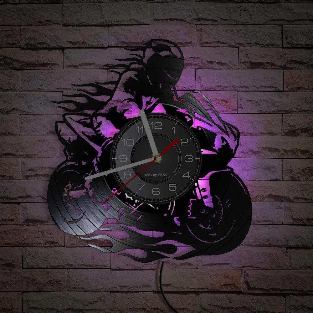 Horloge Vinyle Design Moto