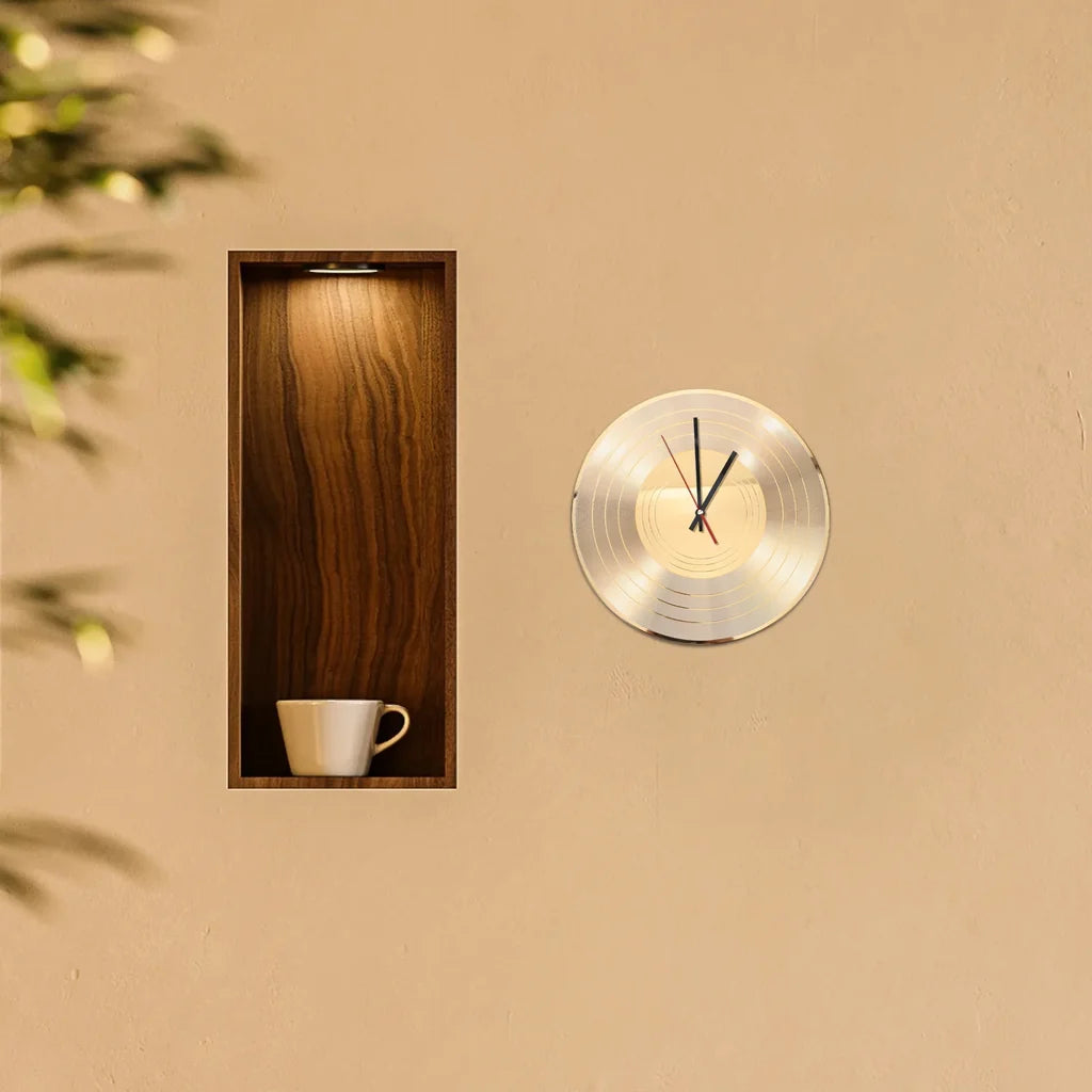Horloge Murale Vinyle Doré