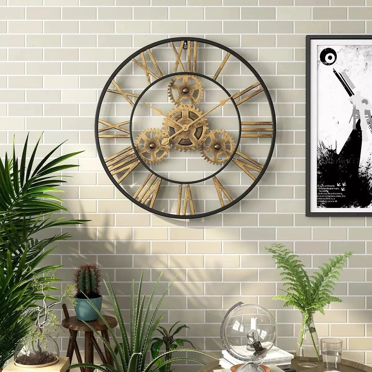 Horloge Murale Antique avec Engrenages