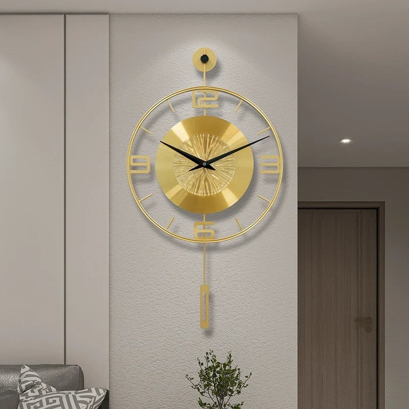 Grande Horloge Murale Dorée