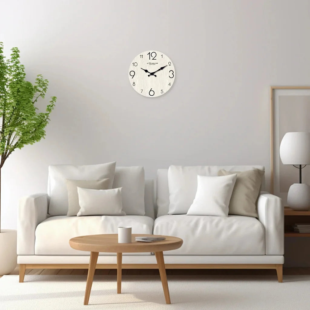 Horloge Murale Bois Grain Simple Élégant