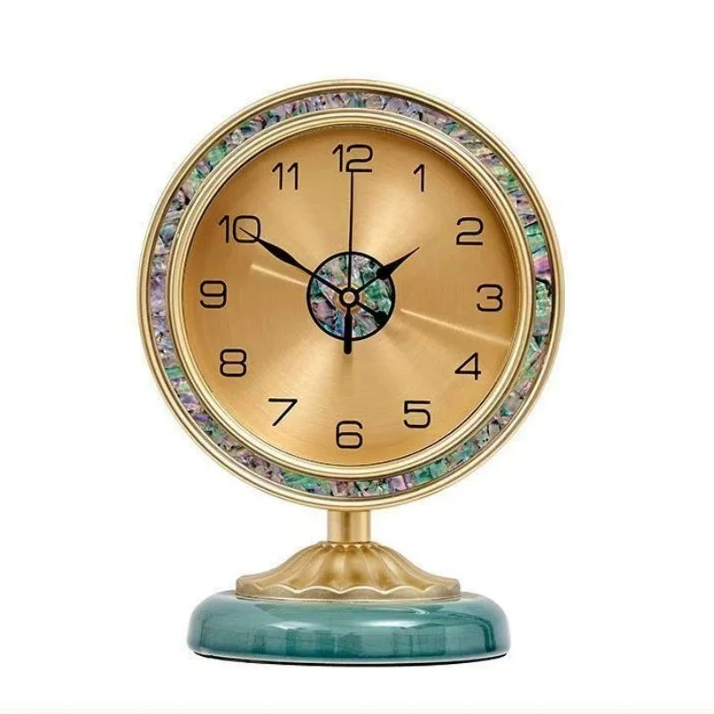 Horloge de Bureau Style Vintage Métal Doré