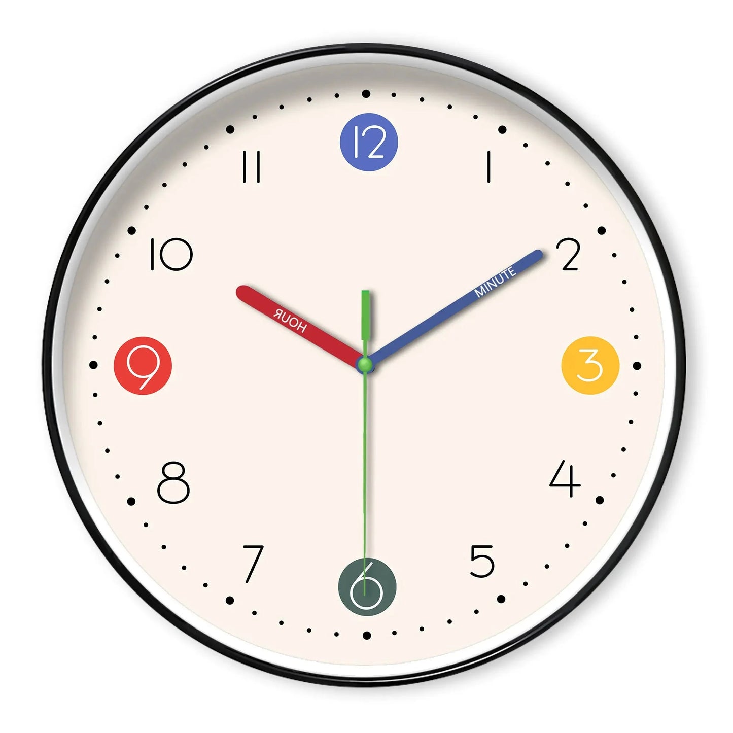 Horloge Enfant Silencieuse Apprentissage Aiguilles Colorées