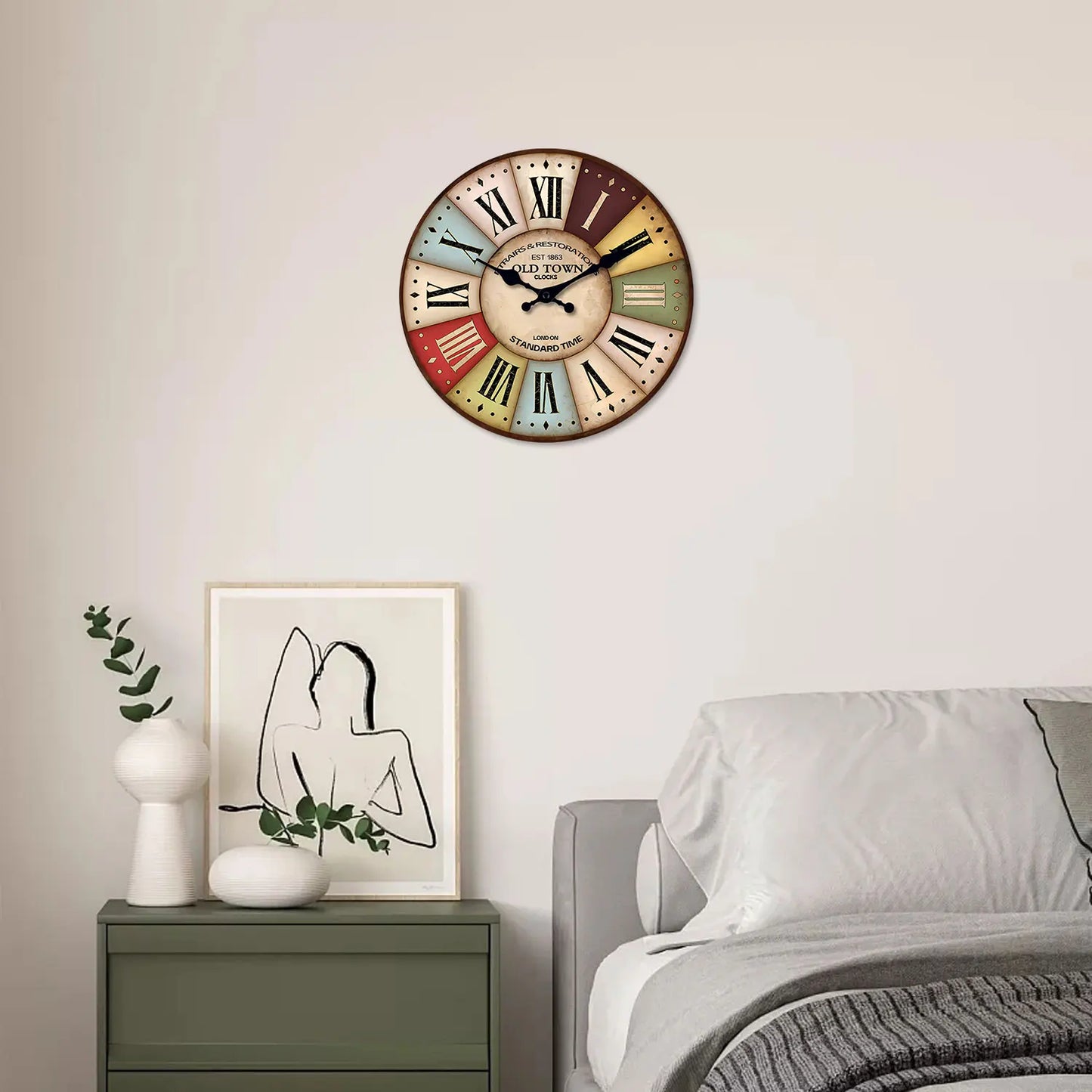 Horloge Chiffre Romain Style Rétro Coloré