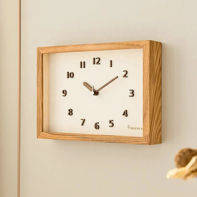 Horloge Murale Bois Rectangulaire Style Japonais