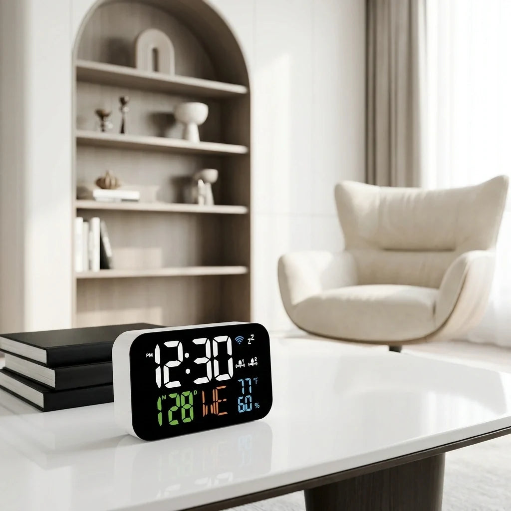 Horloge Numérique Design Moderne avec Écran LED et WiFi