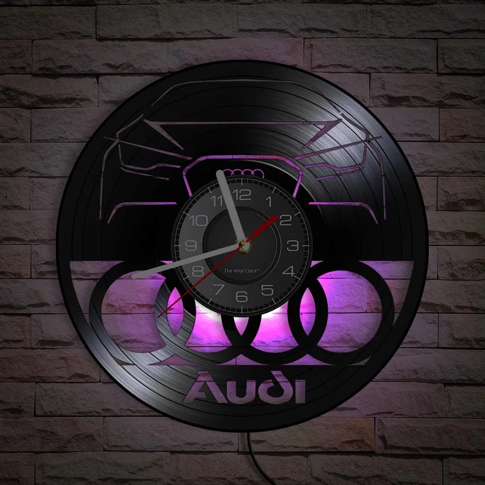 Horloge Murale Vintage Disque Vinyle AUDI