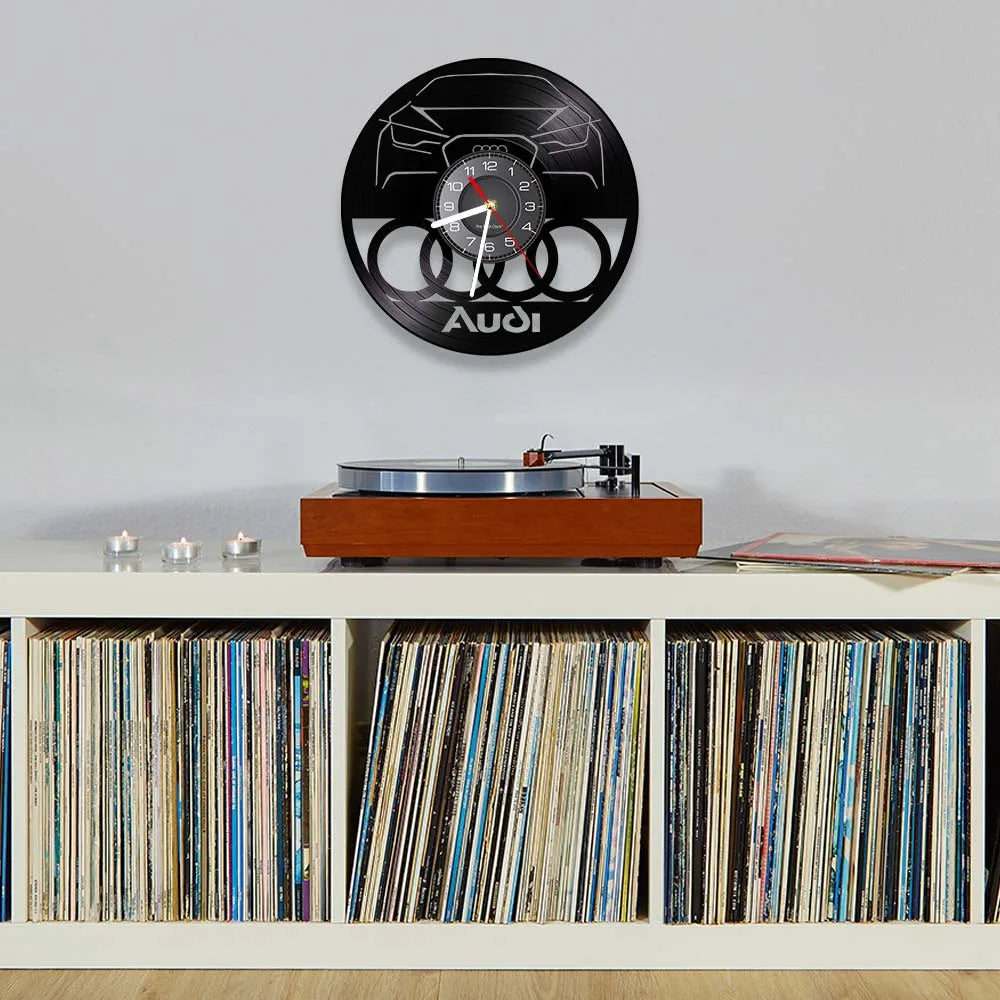 Horloge Murale Vintage Disque Vinyle AUDI
