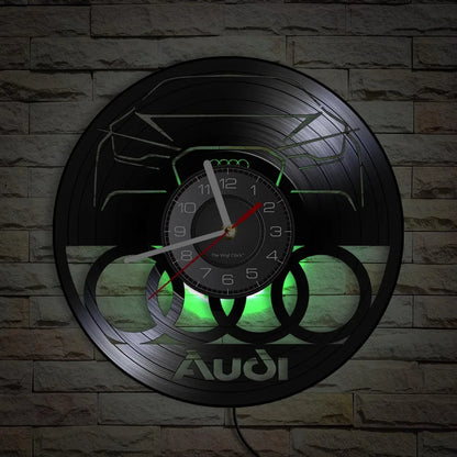 Horloge Murale Vintage Disque Vinyle AUDI