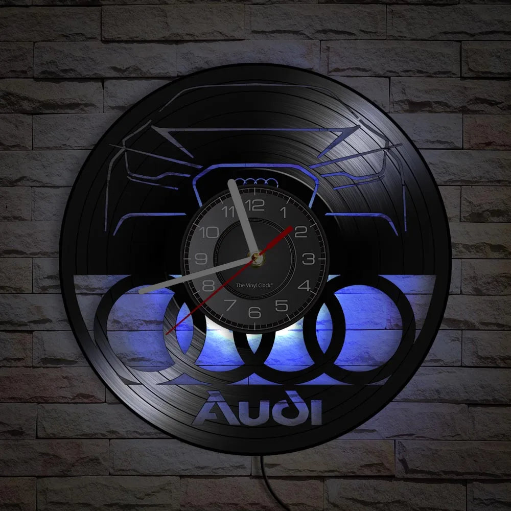 Horloge Murale Vintage Disque Vinyle AUDI