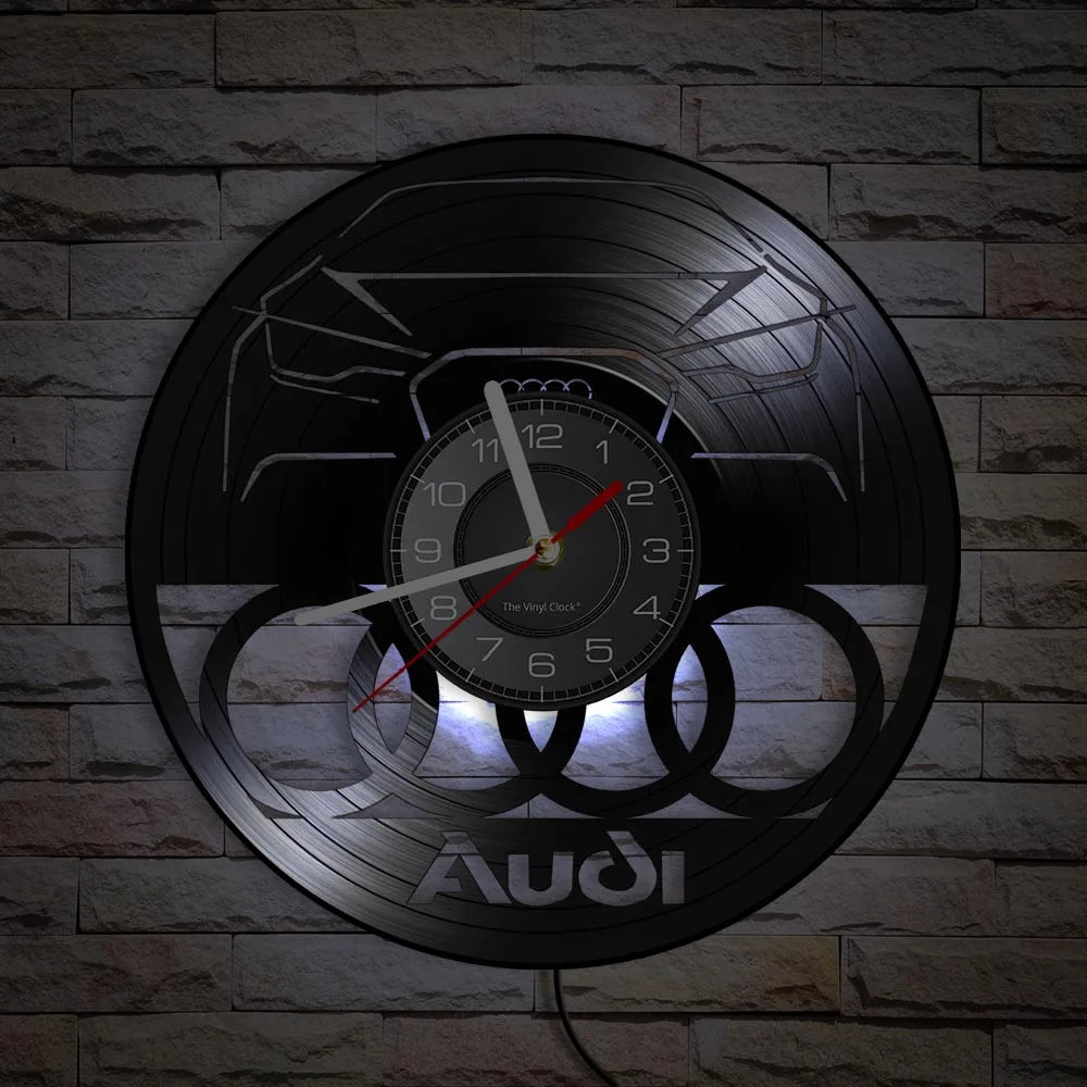 Horloge Murale Vintage Disque Vinyle AUDI