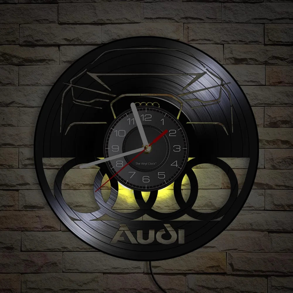 Horloge Murale Vintage Disque Vinyle AUDI