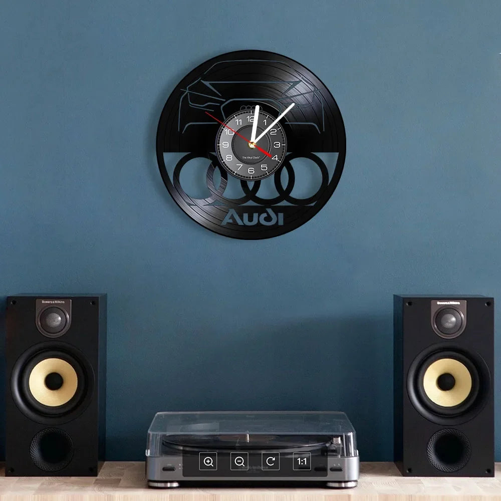 Horloge Murale Vintage Disque Vinyle AUDI