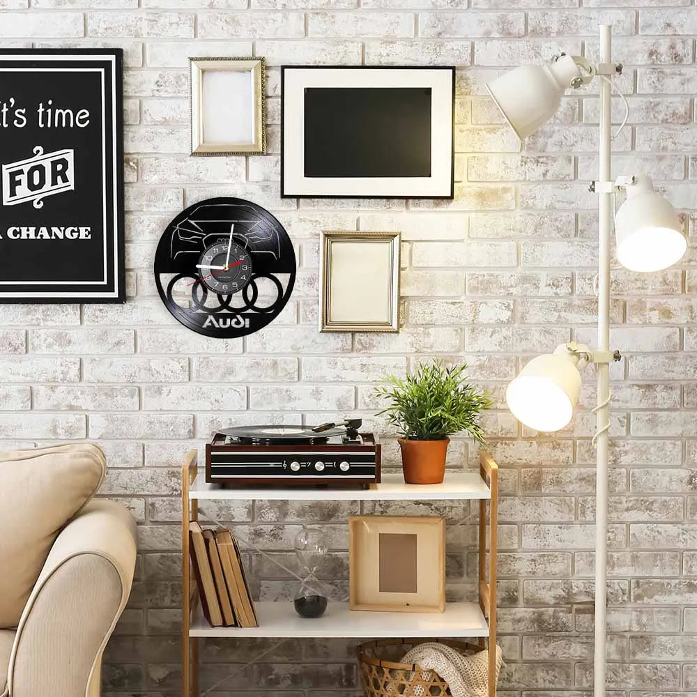Horloge Murale Vintage Disque Vinyle AUDI