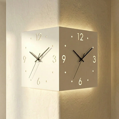 Horloge Murale Carrée Double Face Lumineuse