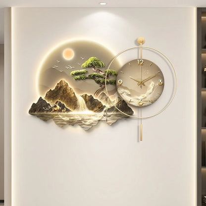 Horloge Pendule LED Paysage Nordique