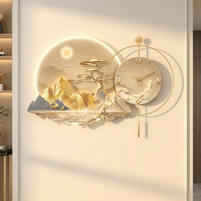 Horloge Pendule LED Paysage Nordique