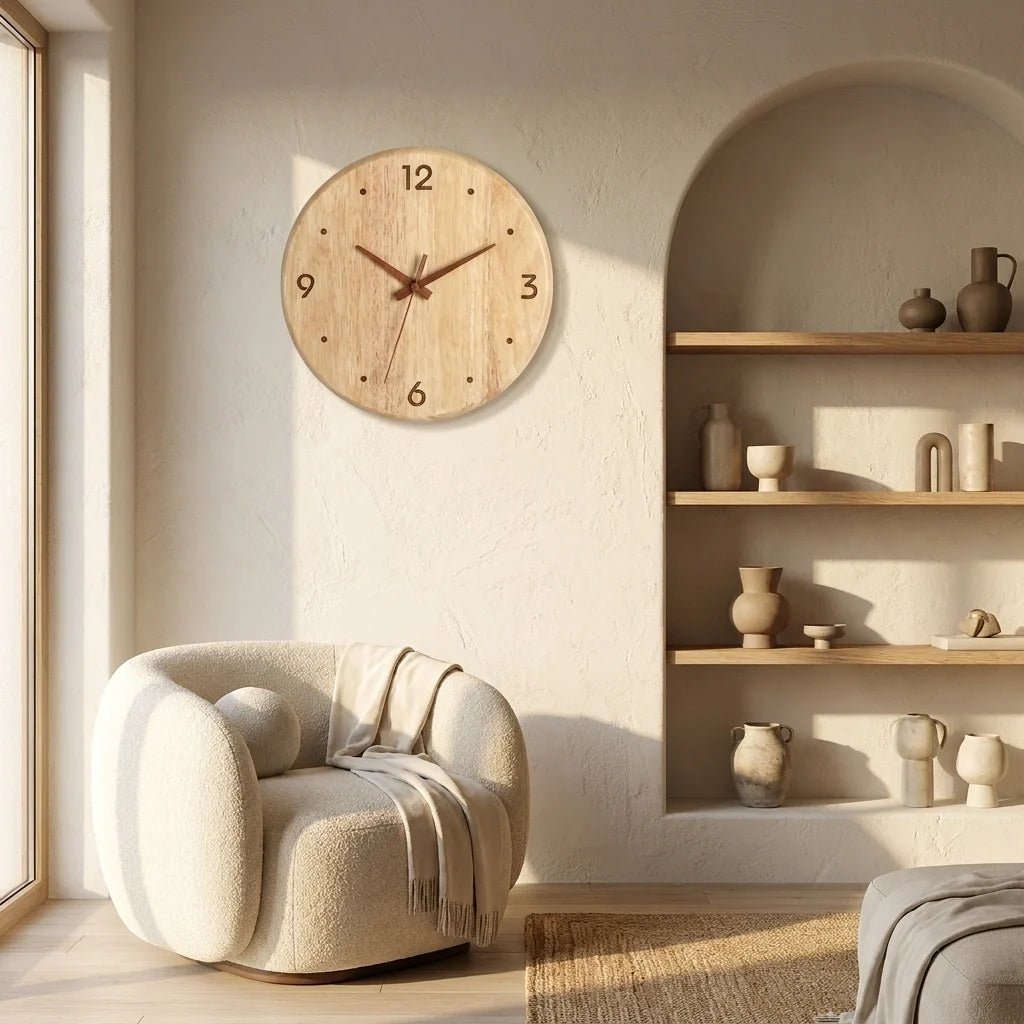Horloge Murale Bois Style Japonais Épuré