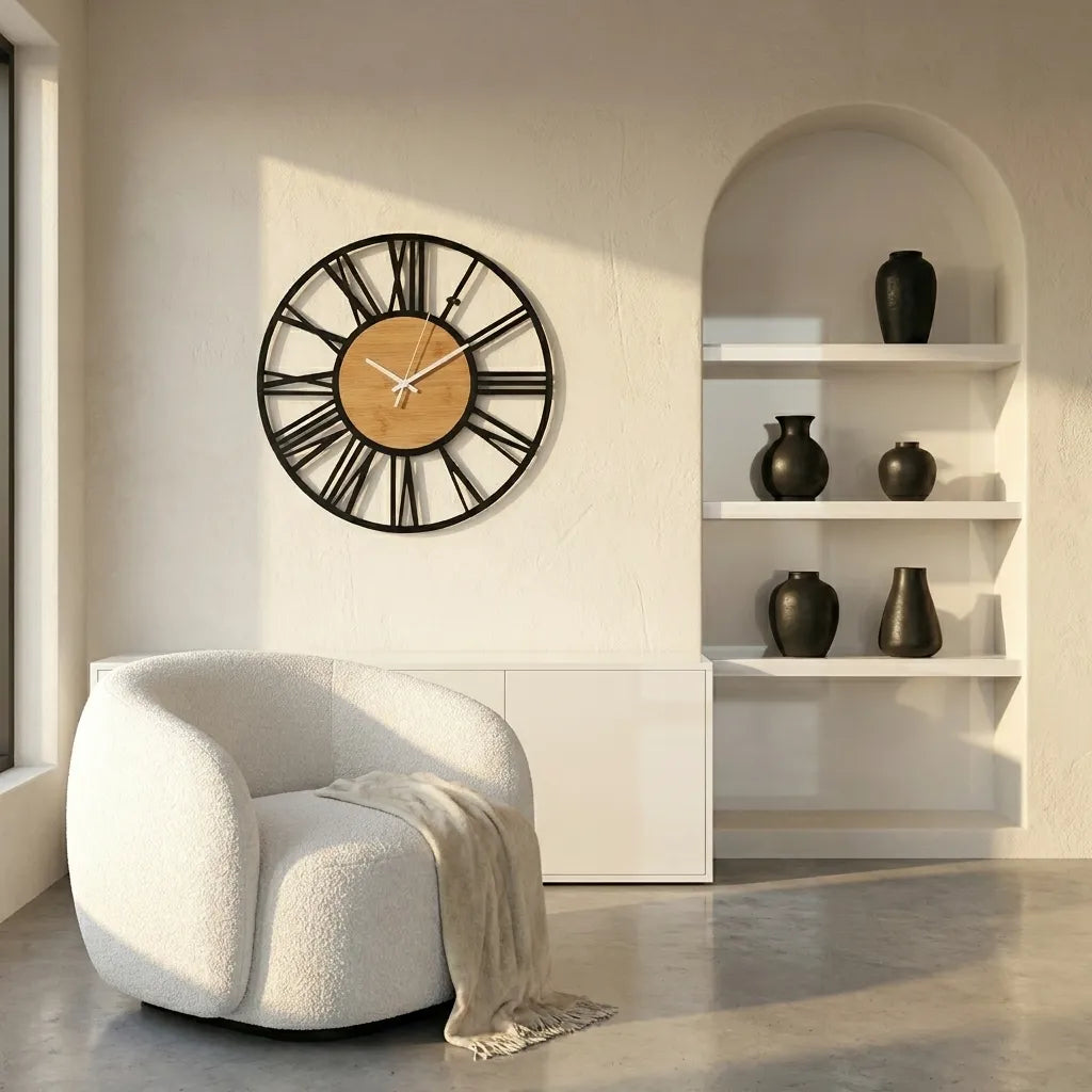 Grande Horloge Murale Vintage Industrielle 60cm