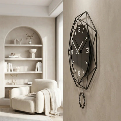 Horloge Pendule Murale Moderne Polygones Décoration de Salon