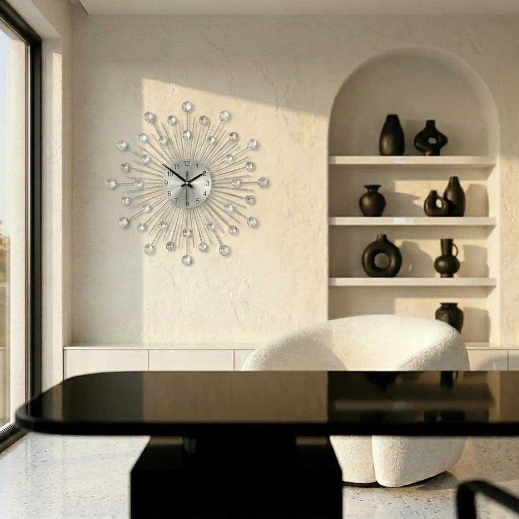 Horloge Murale Métal Brossé avec diamants