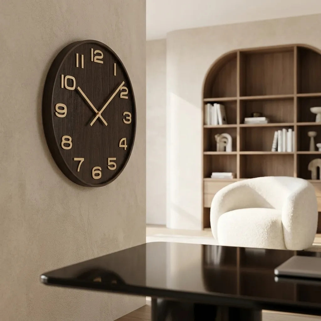 Horloge Murale Moderne Style Bois Massif