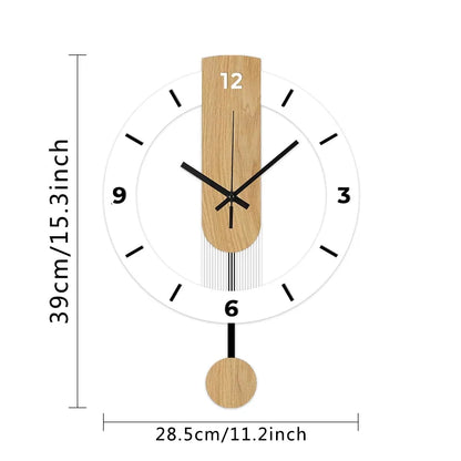 Horloge Murale Silencieuse Acrylique Bois Blanc à Balancier