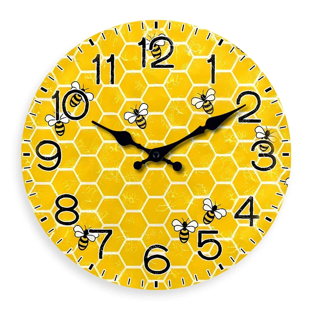 Horloge Murale Bois Nid d'Abeille et Abeilles