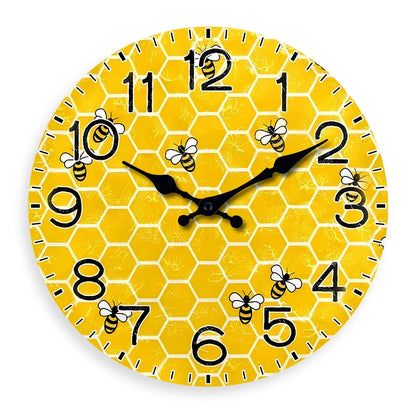 Horloge Murale Bois Nid d'Abeille et Abeilles