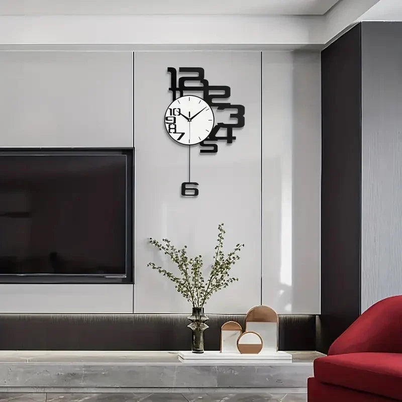 Horloge Murale Design Créatif en Métal Noir