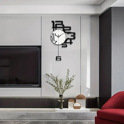 Horloge Murale Design Créatif en Métal Noir