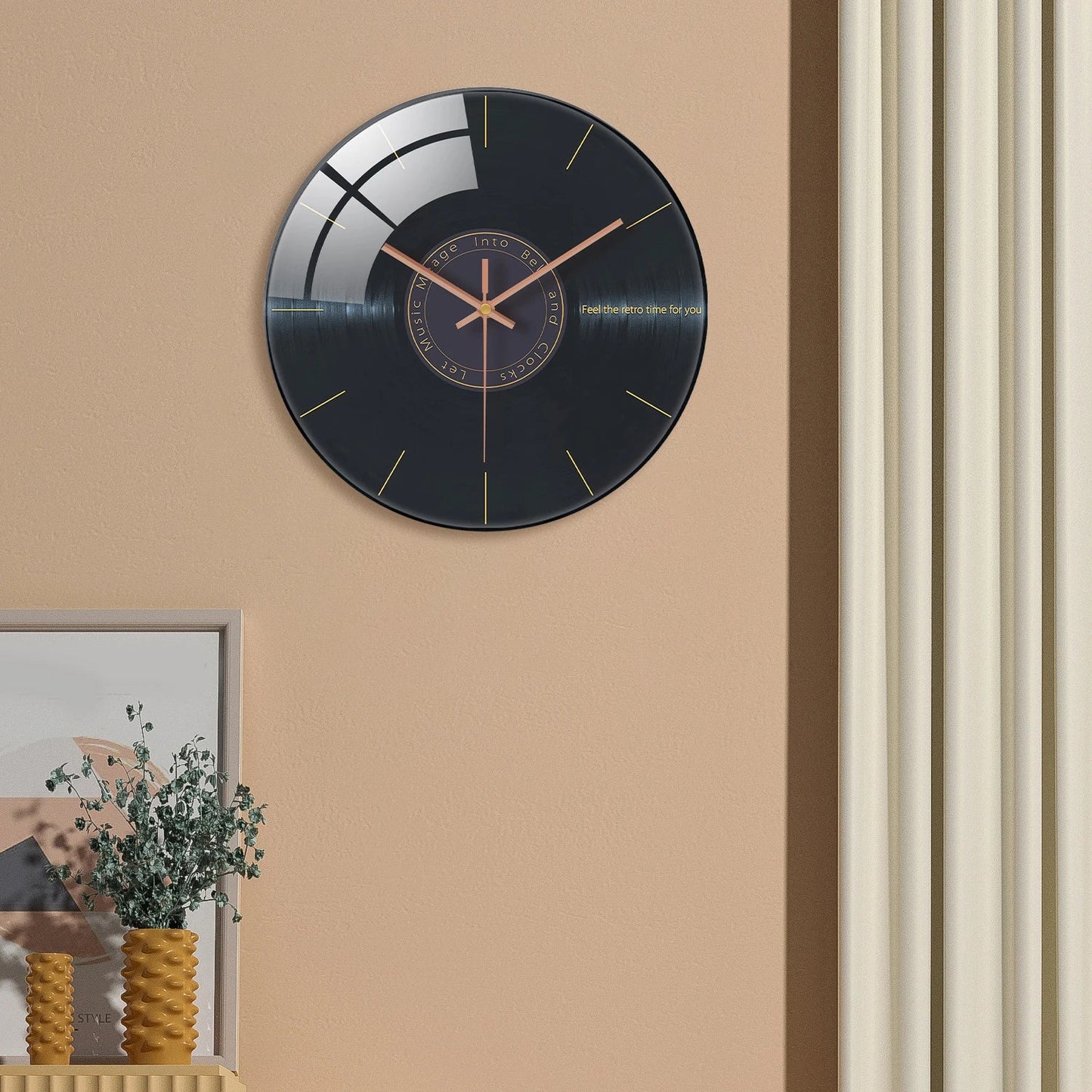 Horloge Murale Originale Vinyle Noir