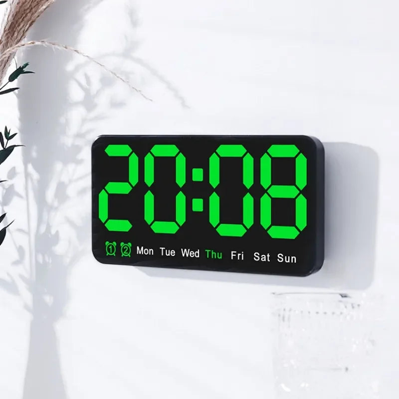 Horloge Murale Digitale LED Grande Taille avec Double Alarme