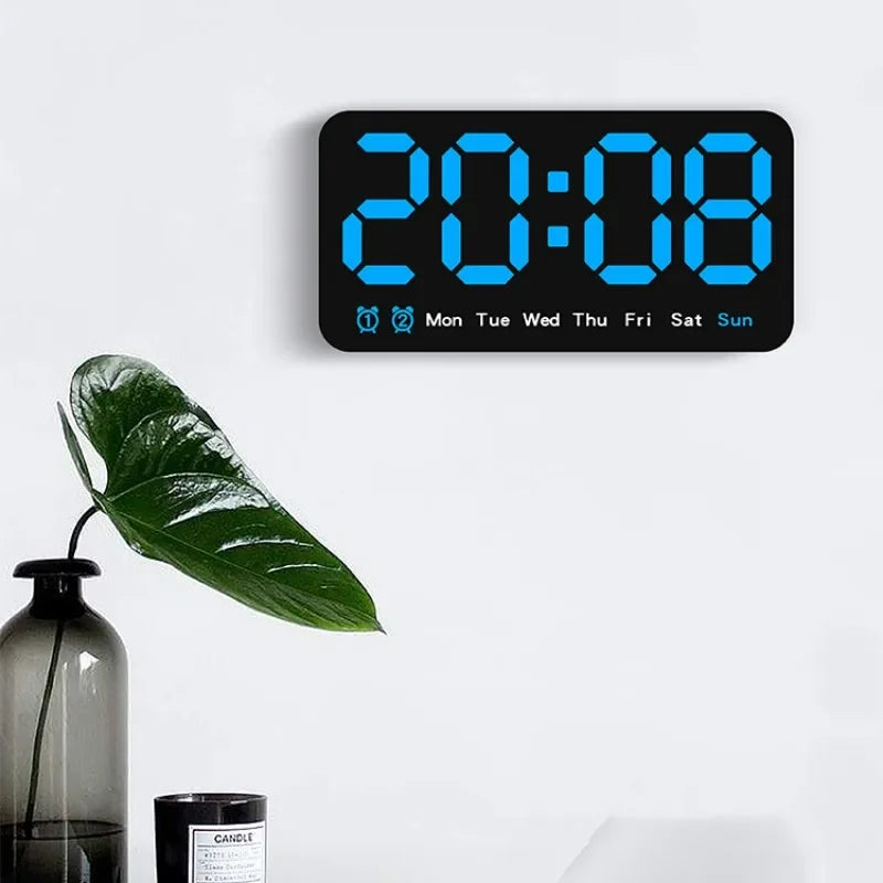 Horloge Murale Digitale LED Grande Taille avec Double Alarme