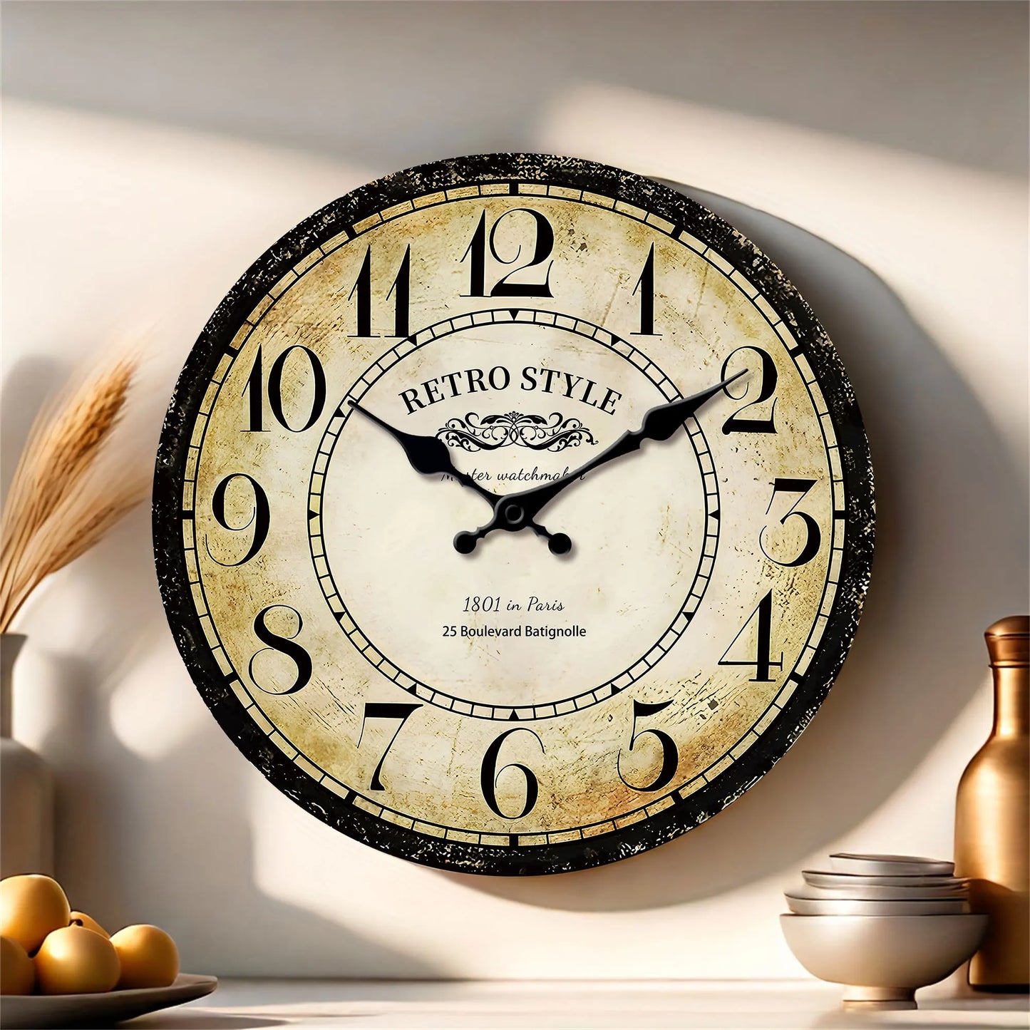 Horloge Murale Vintage Design Horloger Parisien Rétro