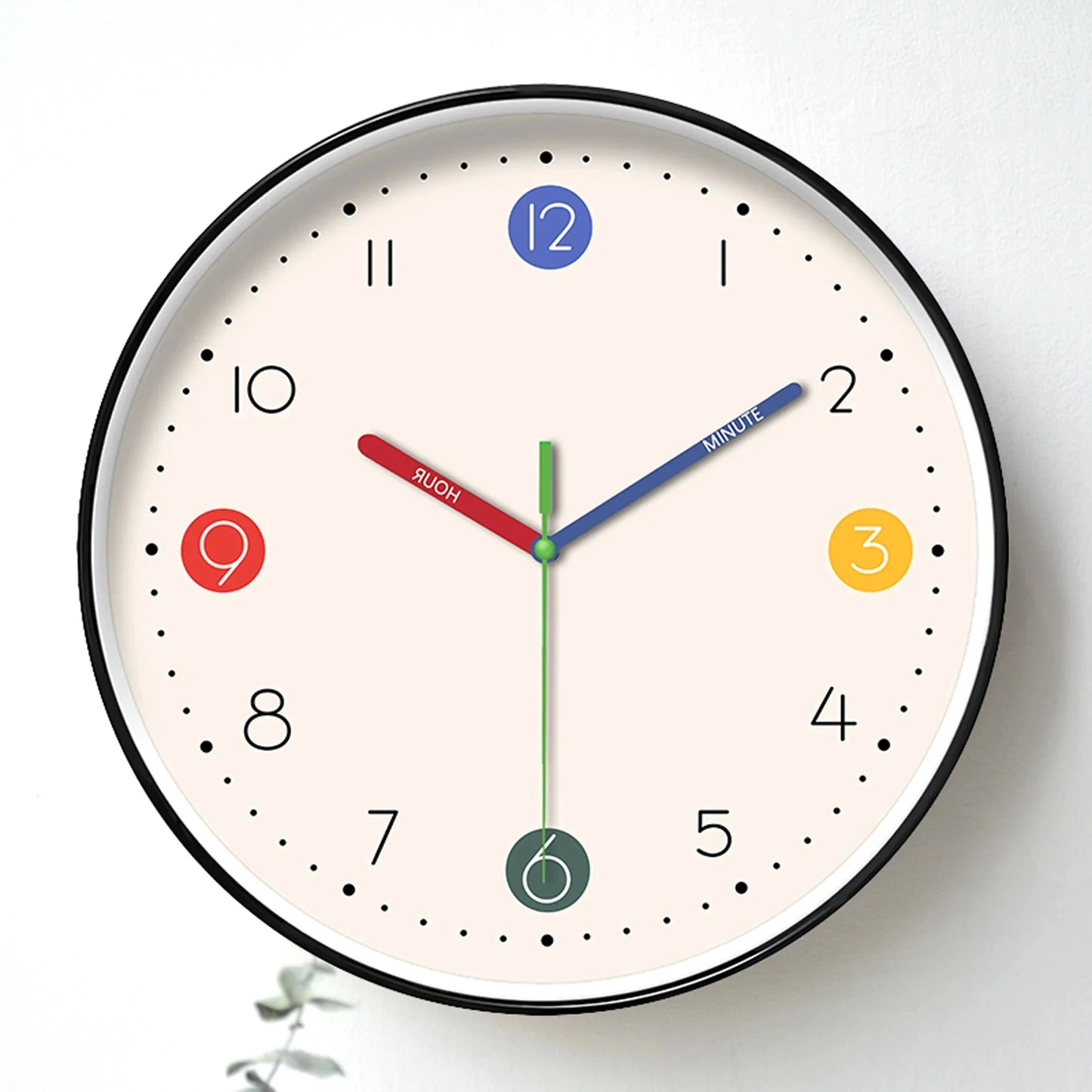 Horloge Enfant Silencieuse Apprentissage Aiguilles Colorées