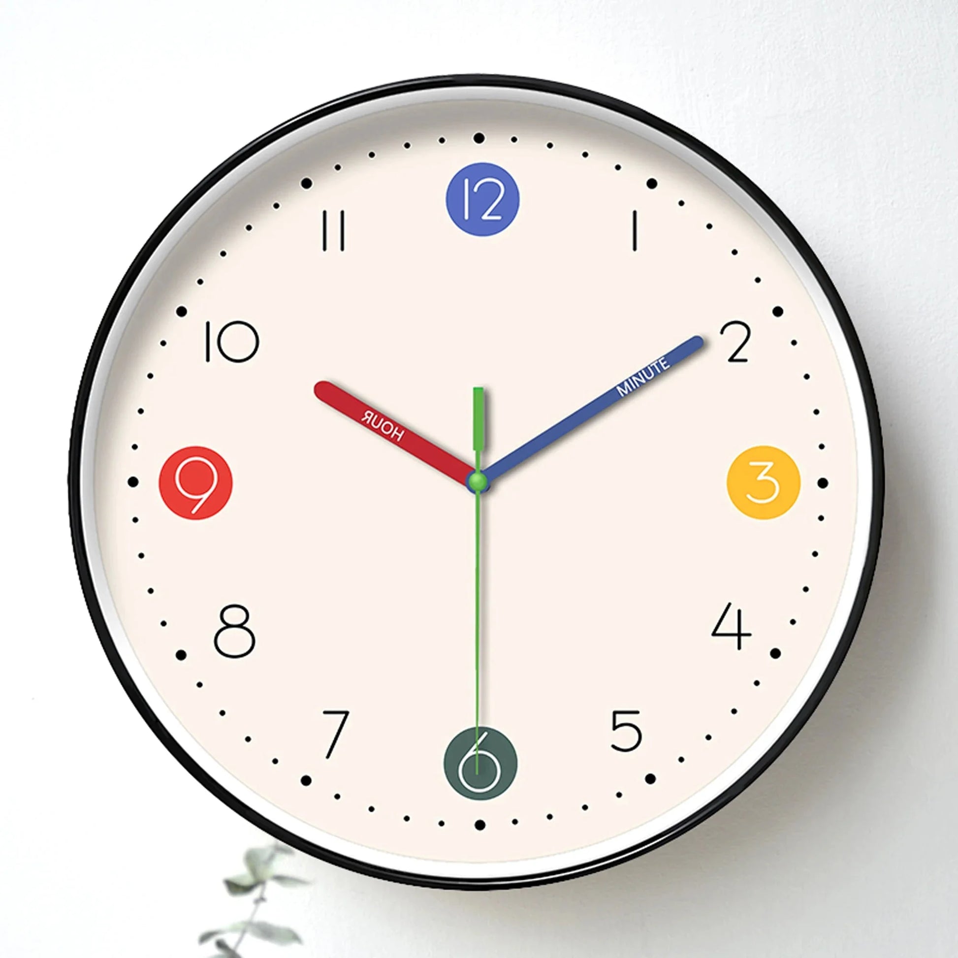 Horloge Enfant Silencieuse Apprentissage Aiguilles Colorées