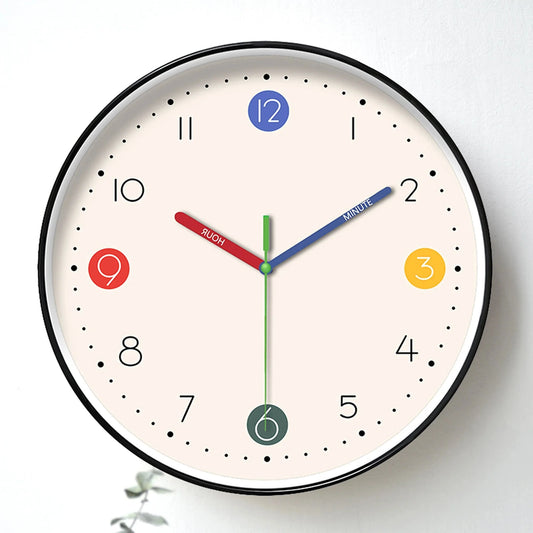 Horloge Enfant Silencieuse Apprentissage Aiguilles Colorées