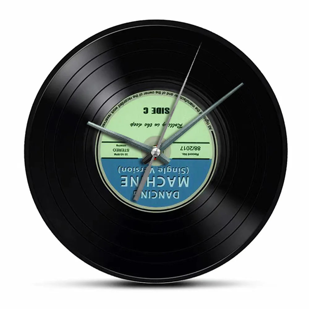 Horloge Murale Rétro Vinyle Noir