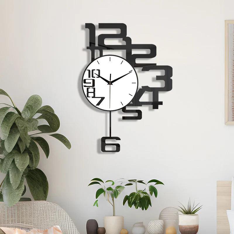 Horloge Murale Design Créatif en Métal Noir