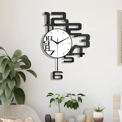 Horloge Murale Design Créatif en Métal Noir