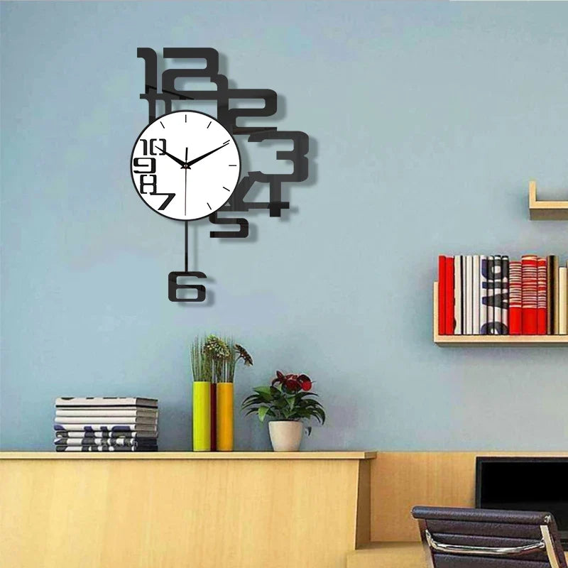 Horloge Murale Design Créatif en Métal Noir